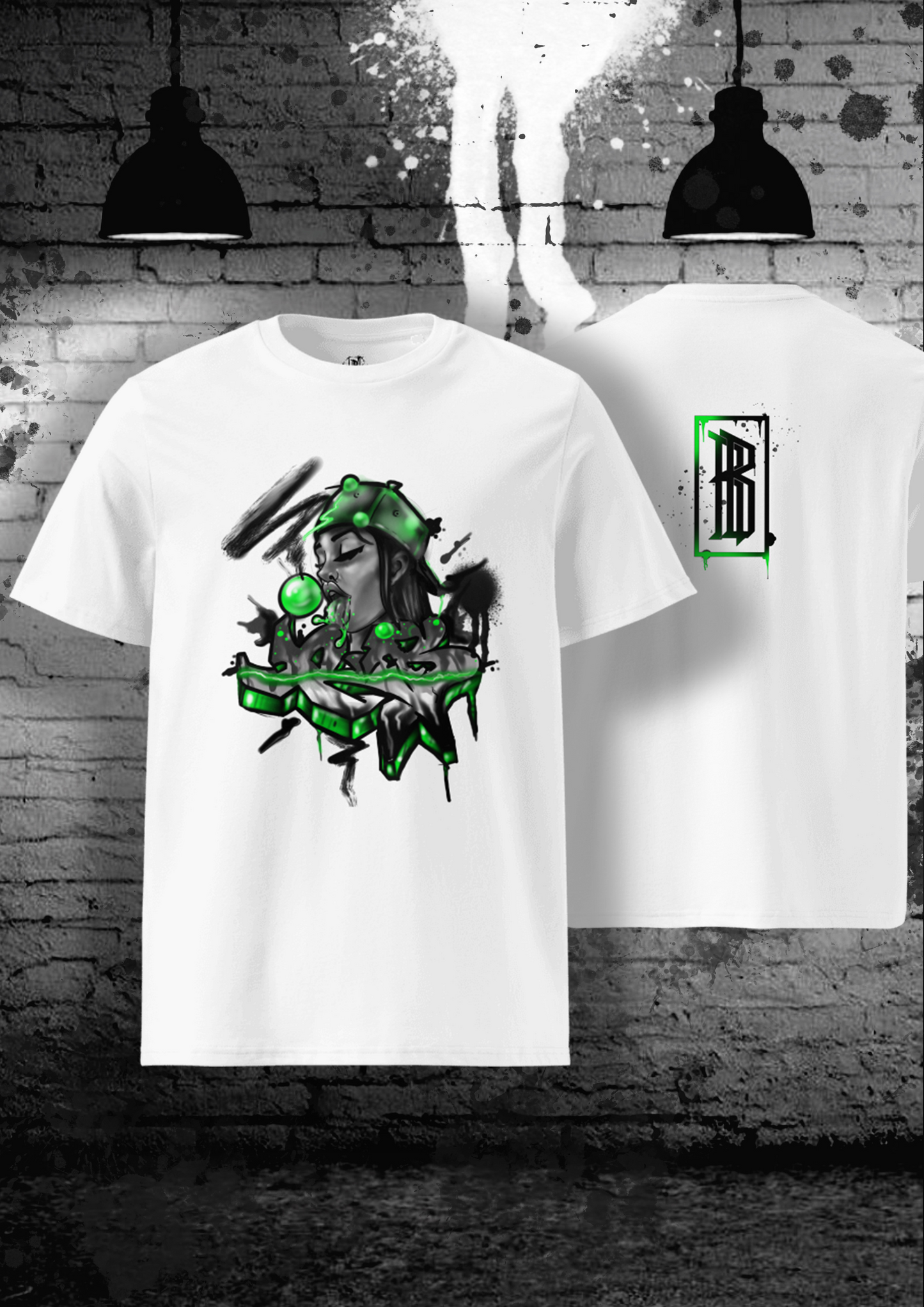 T-Shirt Green Graffiti Girl